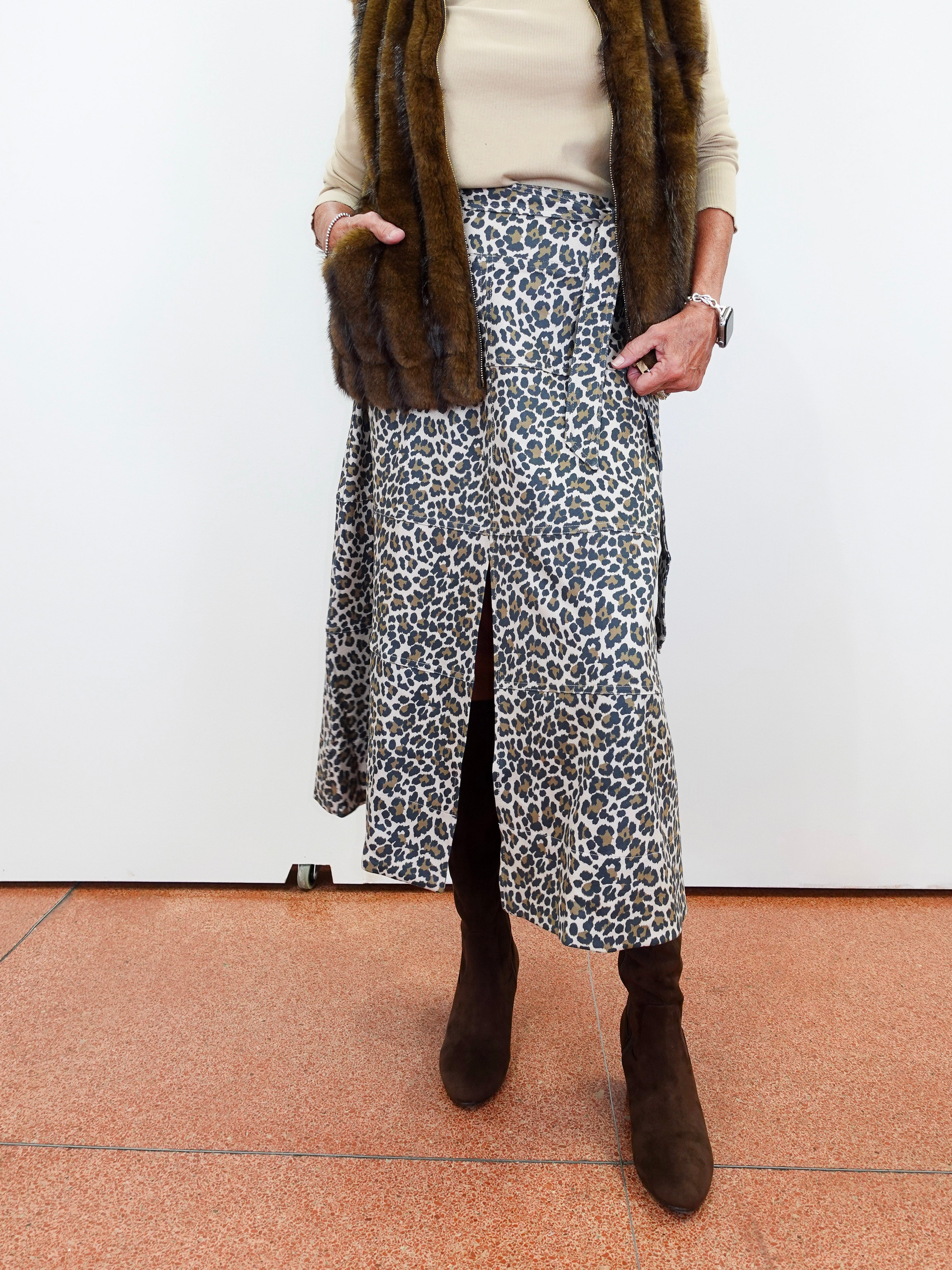 Leopard Vegan Suede Skirt - TresChicTexas