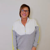 L/S COLOR BLOCK MOCK NECK TOP