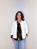 BUTTON FRONT JACKET W/ POCKETS & RUCHED SLEEVES