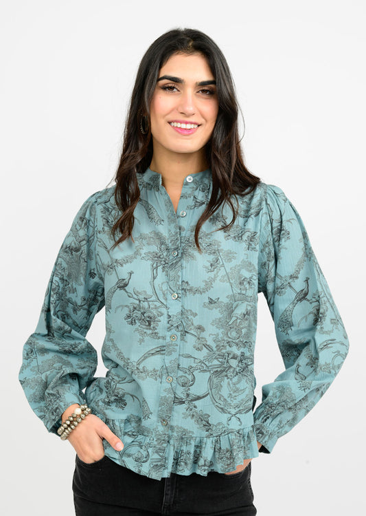 Toile  Ruffled Hem Shirt