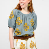 Applique Peasant Top