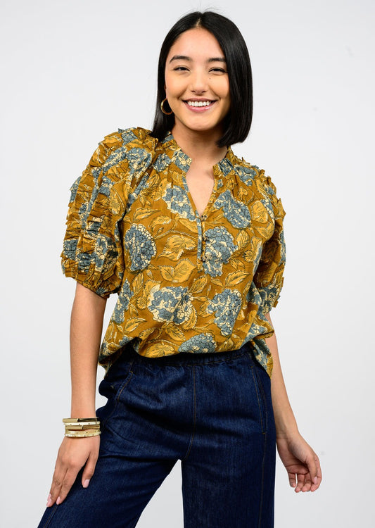 Hydranga Ruffle Sleeve Top