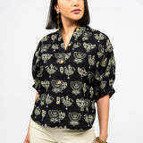 Block Print Poncho Top