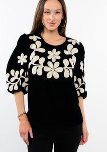 VELVET EMBROIDERED TOP