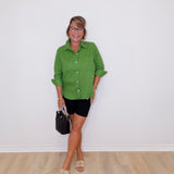 Linen Ruched Sleeve Shirt