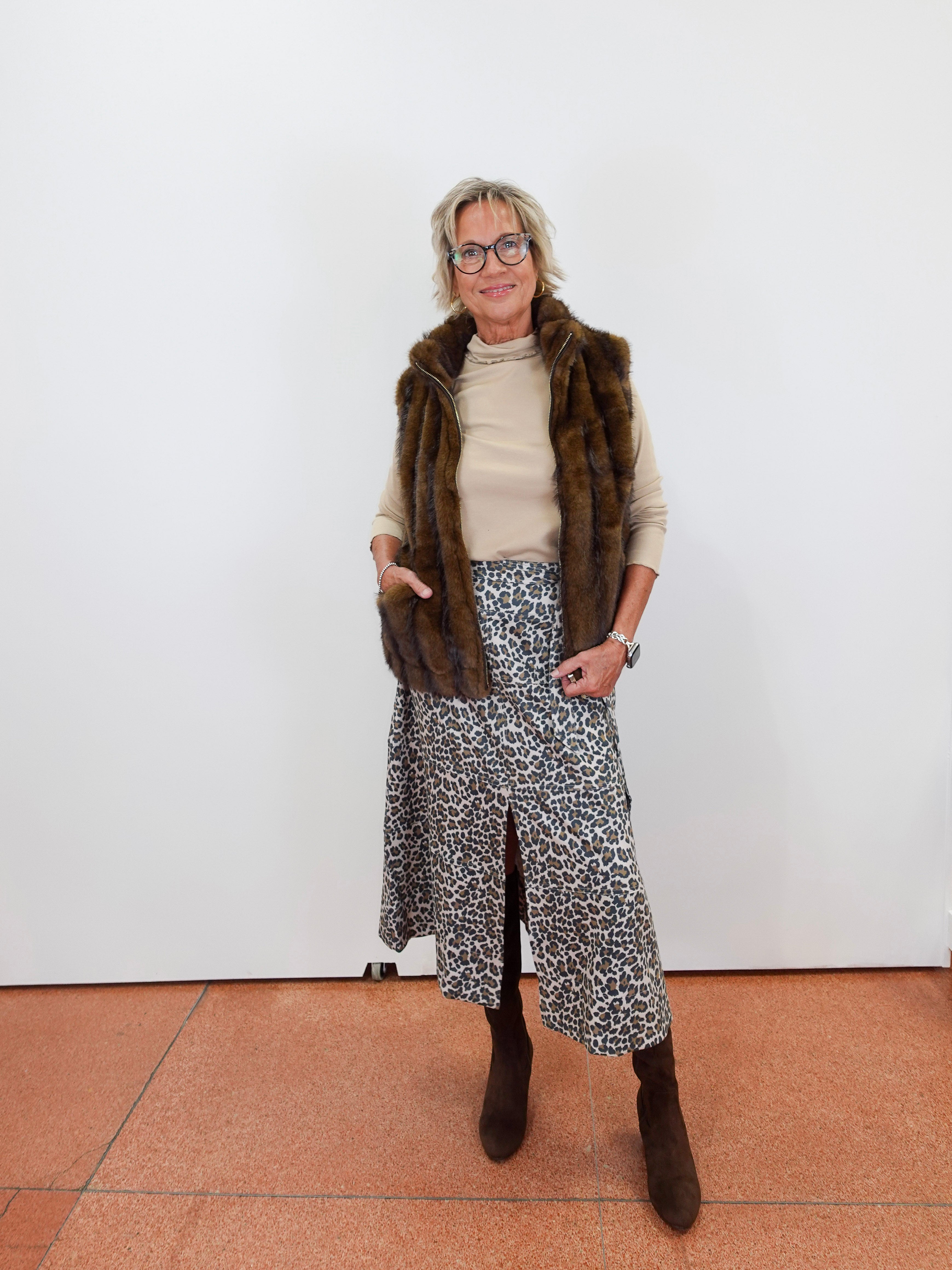 Leopard Vegan Suede Skirt - TresChicTexas