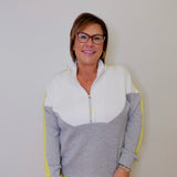 L/S COLOR BLOCK MOCK NECK TOP