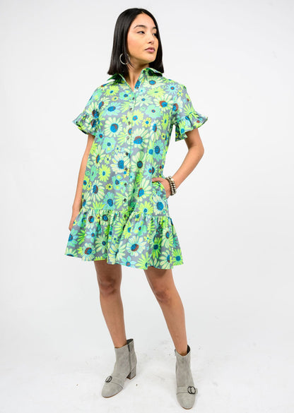 Neon Blooms Shirt Dress