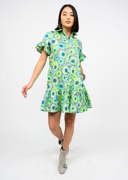Neon Blooms Shirt Dress