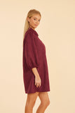 PUFF SLEEVE SUEDE DRESS