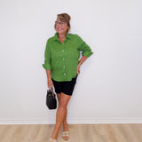 Linen Ruched Sleeve Shirt