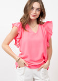 V-NECK RUFFLED TOP