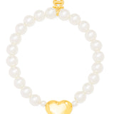 HEART CHARM PEARL STRETCH BRACELET