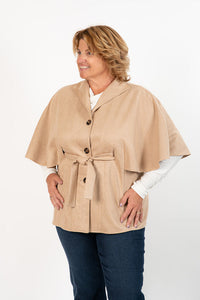 BELTED CAPE JACKET