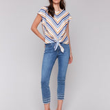 Yarn Dye Linen Cap Sleeve Top
