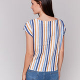 Yarn Dye Linen Cap Sleeve Top