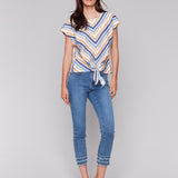 Yarn Dye Linen Cap Sleeve Top