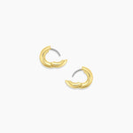 Gold hoop earrings on a white background