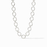 Silver chain necklace on a white background