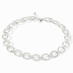 Silver chain bracelet on a white background