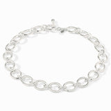 Silver chain bracelet on a white background