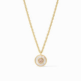 Gold necklace with a pendant on a white background