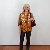 Button Up Blouse W/ Placement Emb.