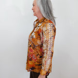 Button Up Blouse W/ Placement Emb.