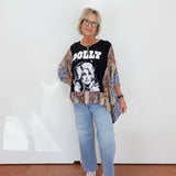 Dolly Parton Ruffle Banded Pullover Top