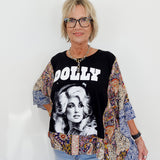 Dolly Parton Ruffle Banded Pullover Top