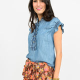 Demi Cap Sleeve Ruffle Top