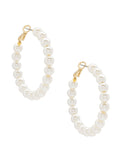 MEDIUM PEARL BEADED HOOPS