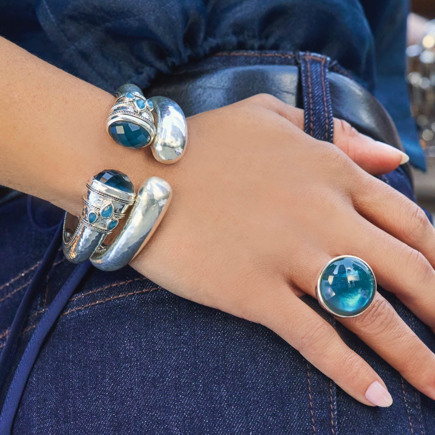 Silver Solara Demi Cuff by Julie Vos featuring a polished, minimalist silhouette