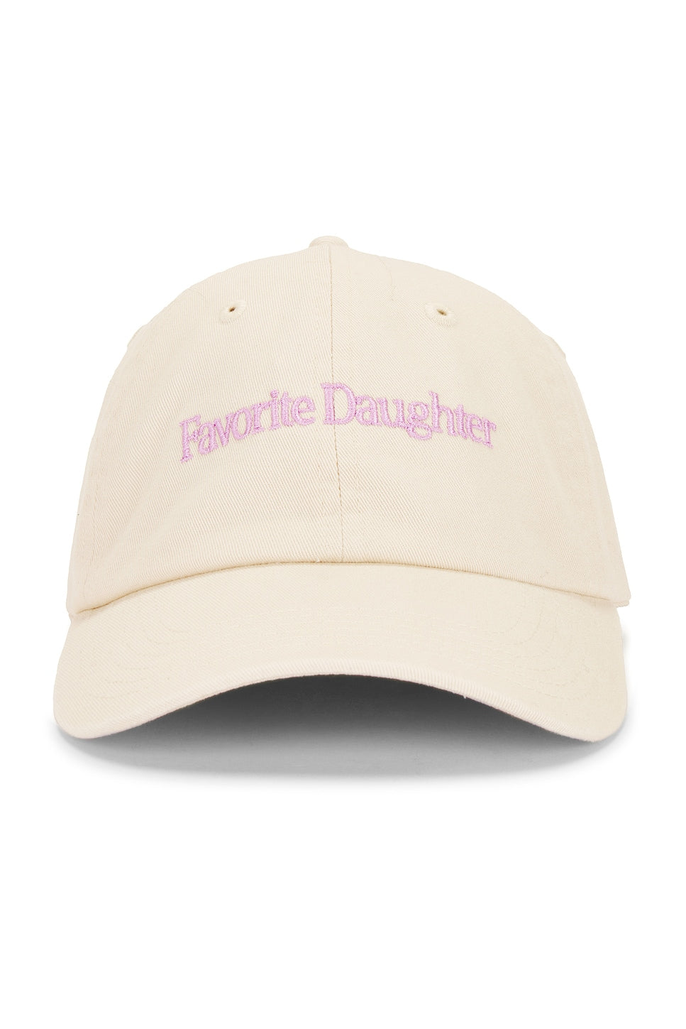 Beige cap with 'Favorite Daughter' text on a white background