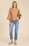 ELLERY PLEATHER 3/4 SLEEVE TOP