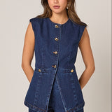 Denim Buttoned Vest