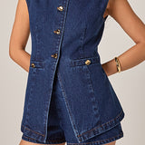 Denim Buttoned Vest