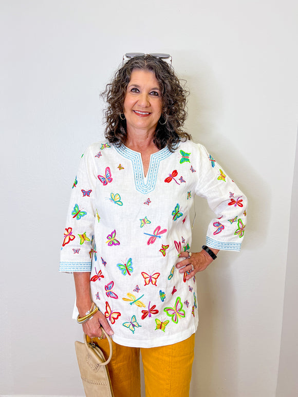 ALL OVER EMB. BUTTERFLY TUNIC