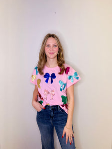 RAINBOW SCATTERED BOW TEE