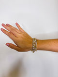 SILVER WIRED STRETCH BRACELETS W/ GOLD ACCENTS