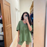 V-Neck Drop Shoulder Boxy T-Shirt