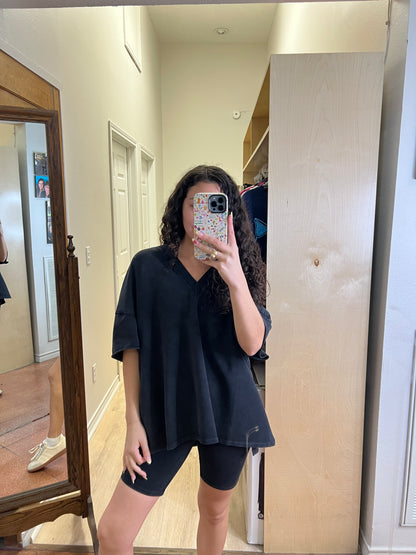 V-Neck Drop Shoulder Boxy T-Shirt