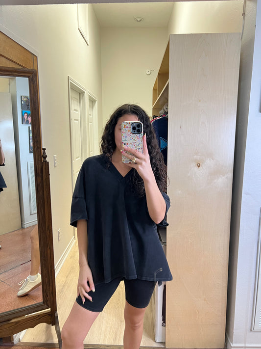 V-Neck Drop Shoulder Boxy T-Shirt
