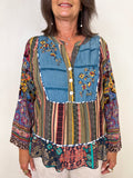 EMB. MIX PRINT BUTTON FRONT TUNIC