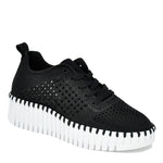 Black sneaker with white sole on a white background