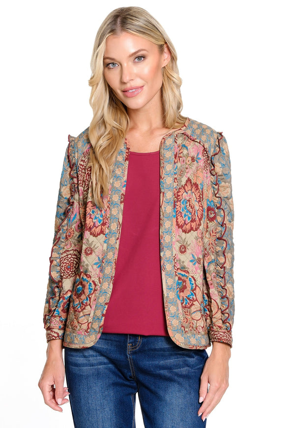 QUILTED MULTI PRINT JACKET