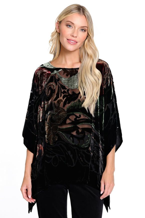 OVERSIZED BURNOUT VELVET PONCHO