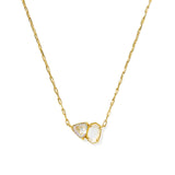 Gold necklace with a triangular pendant on a white background