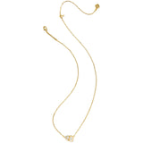 Gold necklace with a small pendant on a white background