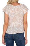 FLUTTER SLEEVE WOVEN GAUZE TOP